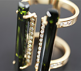 Кольцо с зелеными турмалинами и бриллиантами Золото