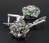 Эффектные серебряные серьги с мистическим кварцем Серебро 925