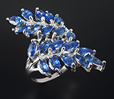 Элегантное кольцо c синими сапфирами Серебро 925