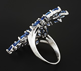 Элегантное кольцо c синими сапфирами Серебро 925