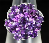 Замечательное серебряное кольцо c насыщенными аметистами Серебро 925