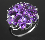 Замечательное серебряное кольцо c насыщенными аметистами Серебро 925