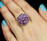 Замечательное серебряное кольцо c насыщенными аметистами Серебро 925