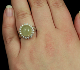 Серебряное кольцо с кабошоном пастельно-желтого сапфира   Серебро 925