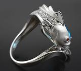 Скульптурное серебряное кольцо с голубым топазом Серебро 925