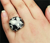 Серебряное кольцо с черной эмалью Серебро 925