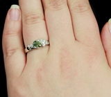 Изящное серебряное кольцо с зеленым сапфиром 0,45 карат Серебро 925