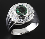 Стильное серебряное кольцо с превосходным зеленым сапфиром Серебро 925