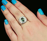 Стильное серебряное кольцо с превосходным зеленым сапфиром Серебро 925