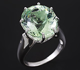 Стильное серебряное кольцо с зеленым аметистом  Серебро 925