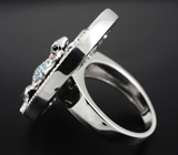 Скульптурное серебряное кольцо с черной шпинелью Серебро 925