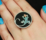 Скульптурное серебряное кольцо с черной шпинелью Серебро 925