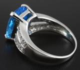 Элегантное серебряное кольцо с ярко-синим топазом 5,75 карат Серебро 925