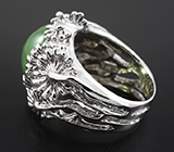 Крупное серебряное кольцо с яблочным пренитом Серебро 925