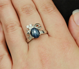 Элегантное серебряное кольцо cо звездчатым сапфиром 2,33 карат Серебро 925
