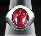 Серебряное кольцо с крупным кабошоном рубина Серебро 925