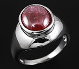 Серебряное кольцо с крупным кабошоном рубина Серебро 925