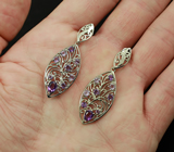 Крупные филигранные серебряные серьги с аметистами