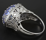 Высокое серебряное кольцо с танзанитами Серебро 925