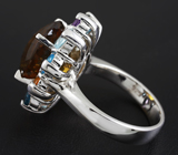 Замечательное серебряное кольцо с цитринами, аметистами и топазами Серебро 925