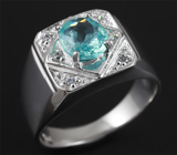 Замечательное серебряное кольцо с голубым апатитом Серебро 925