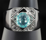 Замечательное серебряное кольцо с голубым апатитом Серебро 925