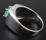 Замечательное серебряное кольцо с голубым апатитом Серебро 925