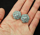 Роскошные серебряные серьги с голубыми топазами Серебро 925