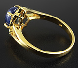 Чудесное серебряное кольцо с кабошоном синего сапфира 1,54 карат Серебро 925
