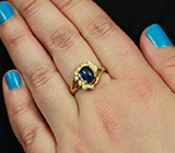 Чудесное серебряное кольцо с кабошоном синего сапфира 1,54 карат Серебро 925