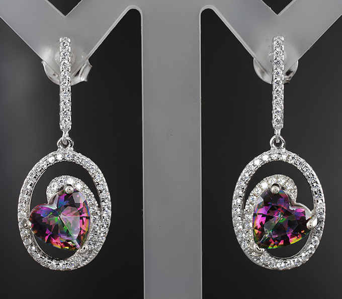 Серебряные серьги с мистическим кварцем
