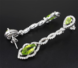 Изысканные серебряные серьги с перидотами Серебро 925