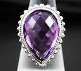 Серебряное кольцо с крупным аметистом 15,1 карат Серебро 925