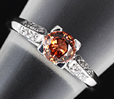 Элегантное серебряное кольцо с оранжевым цирконом 0,76 карат Серебро 925