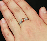 Элегантное серебряное кольцо с оранжевым цирконом 0,76 карат Серебро 925