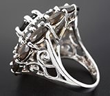 Крупное серебряное кольцо с дымчатым кварцем Серебро 925