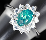 Прелестное серебряное кольцо с небесно-голубым апатитом Серебро 925