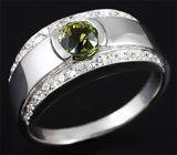 Стильное серебряное кольцо c зеленым турмалином 0,42 карат Серебро 925