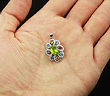 Праздничный серебряный кулон с самоцветами Серебро 925