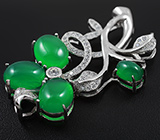 Изысканный серебряный кулон с зелеными агатами Серебро 925