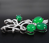 Изысканный серебряный кулон с зелеными агатами Серебро 925