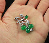 Изысканный серебряный кулон с зелеными агатами Серебро 925