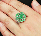 Серебряное кольцо с изумрудами и цаворитами Серебро 925