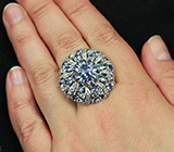 Роскошное серебряное кольцо с танзанитами и бесцветными топазами Серебро 925