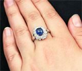 Элегантное серебряное кольцо с кабошоном синего сапфира 1,89 карат Серебро 925