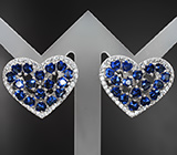 Серебряные серьги лабораторными сапфирами Серебро 925