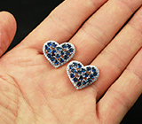 Серебряные серьги лабораторными сапфирами Серебро 925