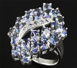 Замечательное cеребряное кольцо c танзанитами Серебро 925