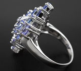Замечательное cеребряное кольцо c танзанитами Серебро 925