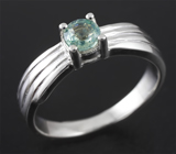 Изящное серебряное кольцо с зеленым сапфиром Серебро 925